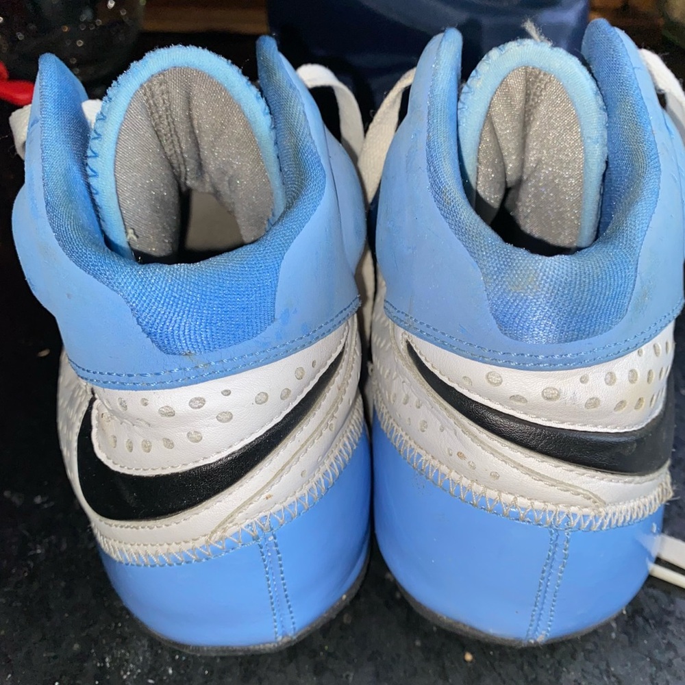 Nike Zoom BB line White and Light Blue High-Top Basketball Sneakers - Picture 5 of 6